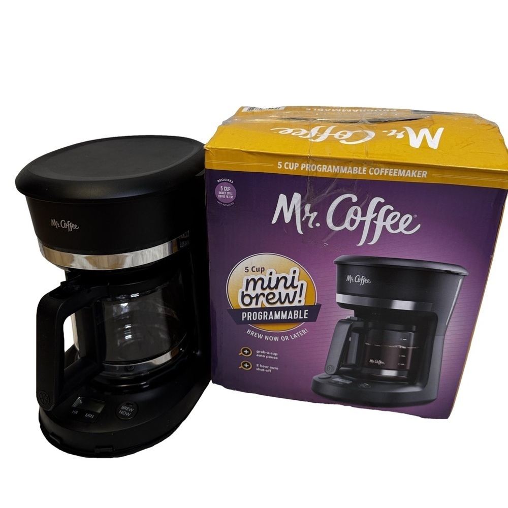Mr. Coffee 5-Cup Mini Brew Black Coffeemaker Programmable Auto Shutoff NIB
